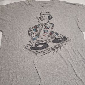 Popeye Turntable DJ Streetwear Audiophile T-shirt Mens 2XL Y2K
